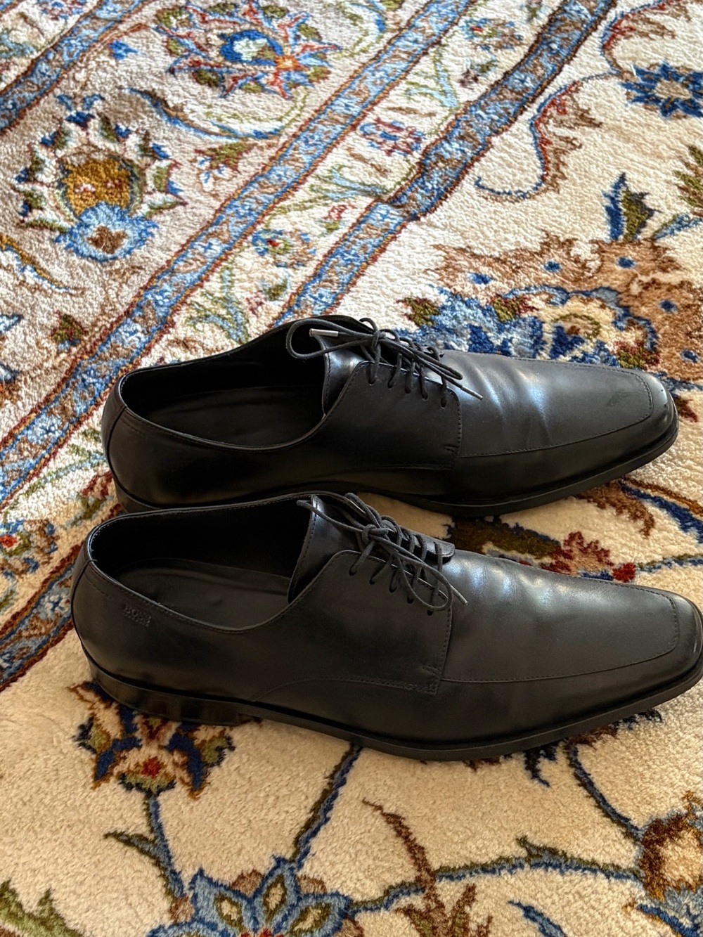 Men's BOSS Black Leather Lace-Up Dress Shoes